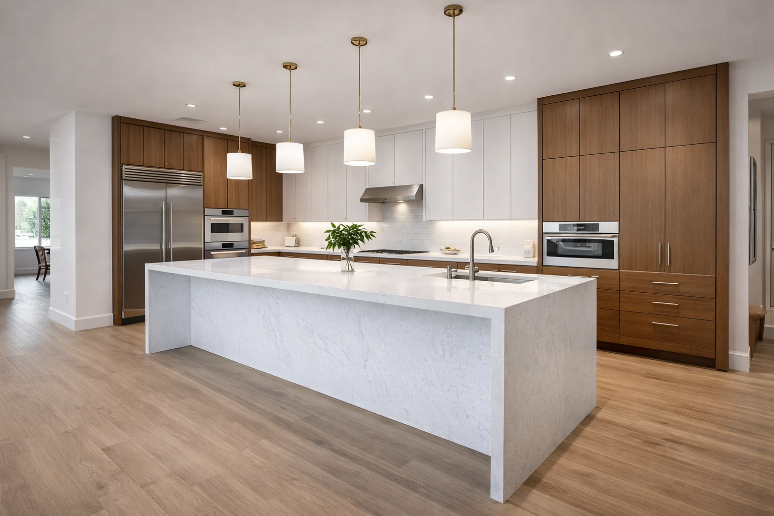 Luxury kitchen remodel contractor in Gilbert AZ with custom cabinets and quartz island
