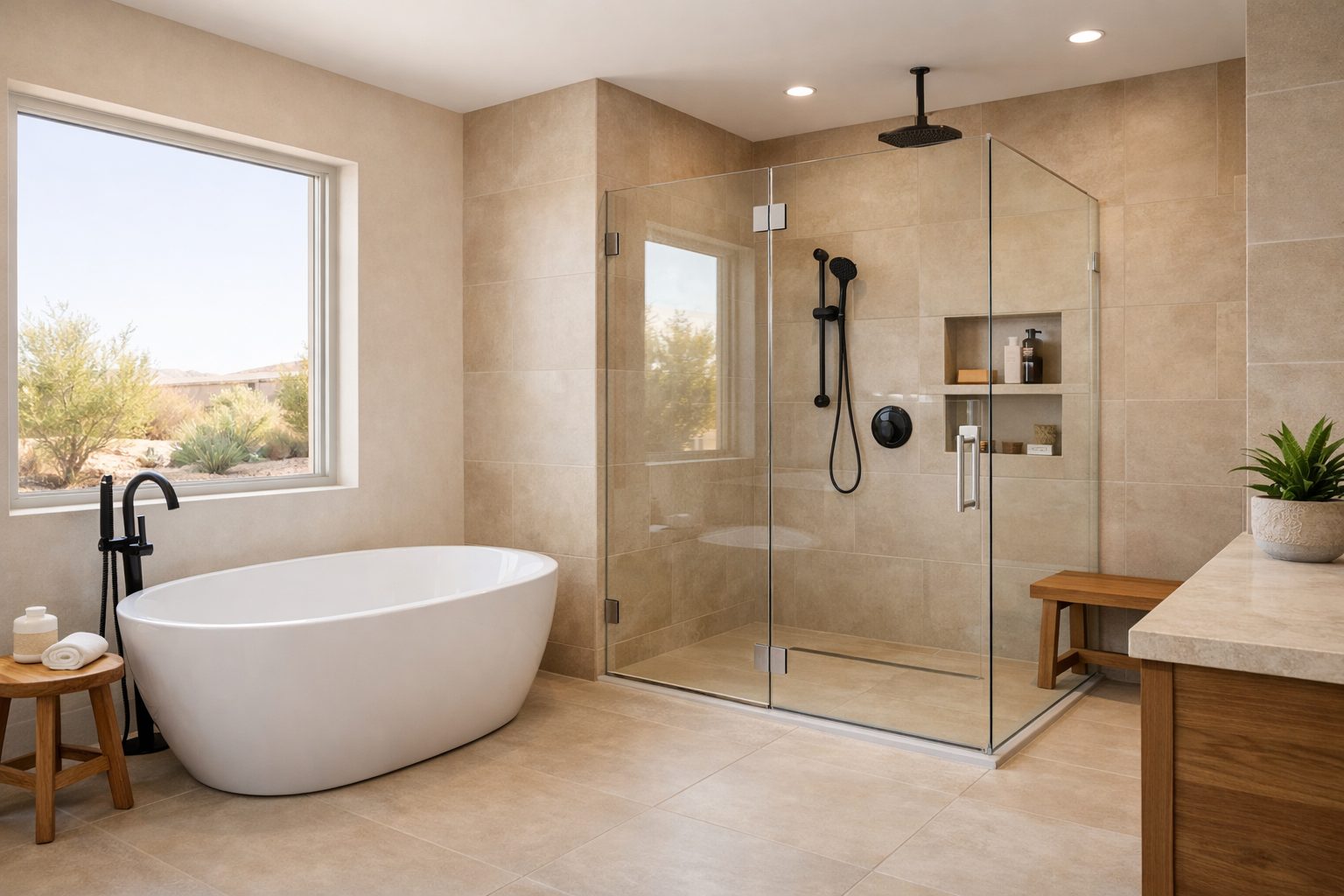 Bathroom after tub to shower conversion in Mesa AZ
