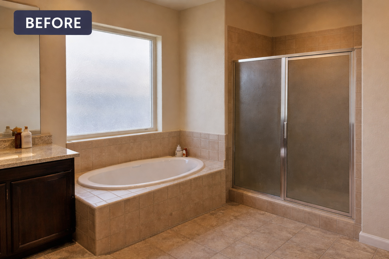 Bathroom before tub to shower conversion in Mesa AZ